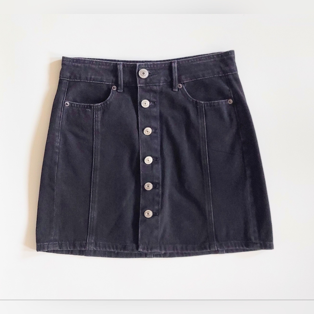 American Eagle Button Down Mini Skirt Black Size 00